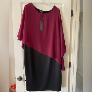 Asymmetrical Burgundy and Black High-Low Cocktail Dress